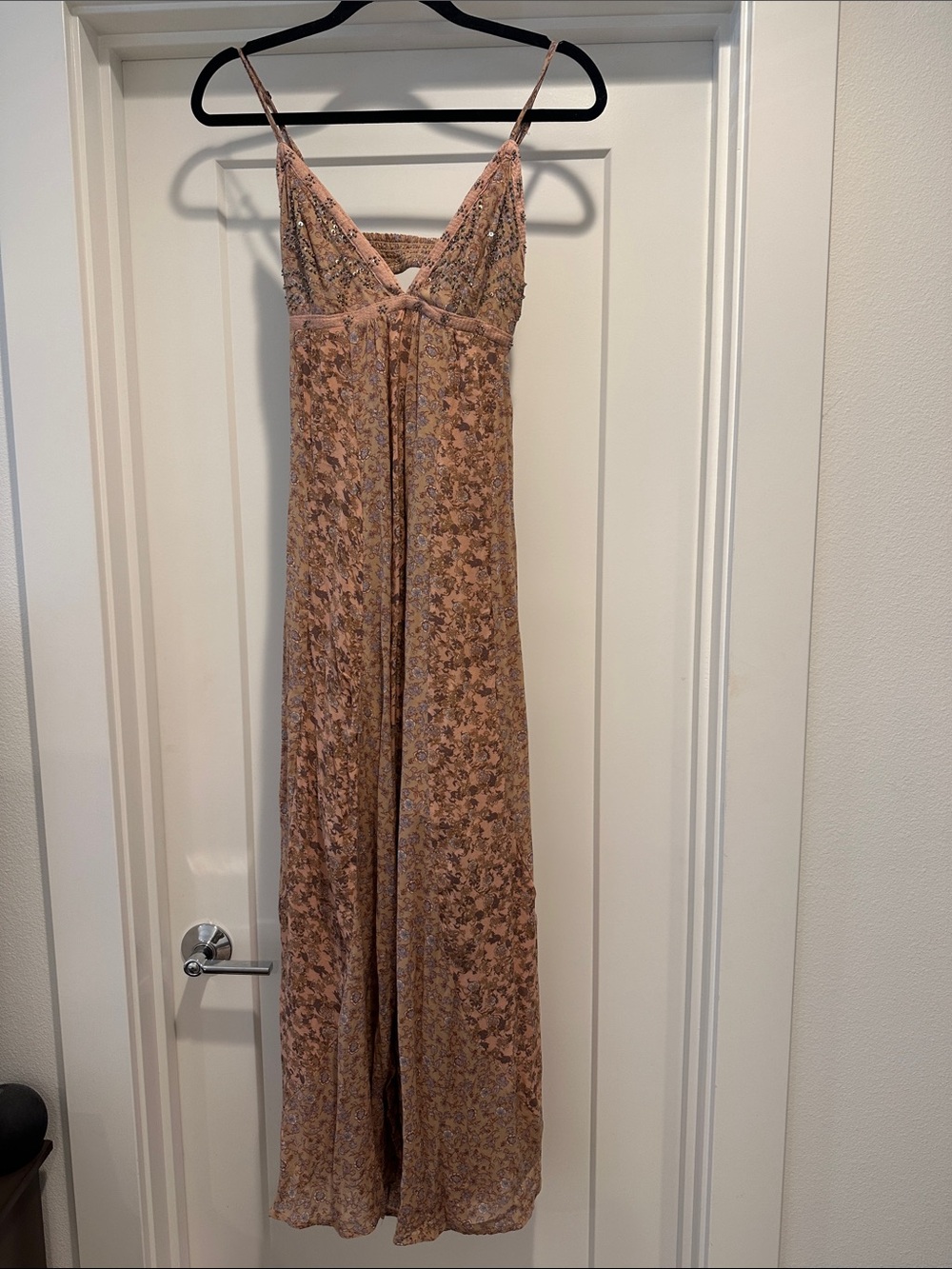 Free People Delicate Spaghetti‑Strap Pink Floral Maxi Dress
